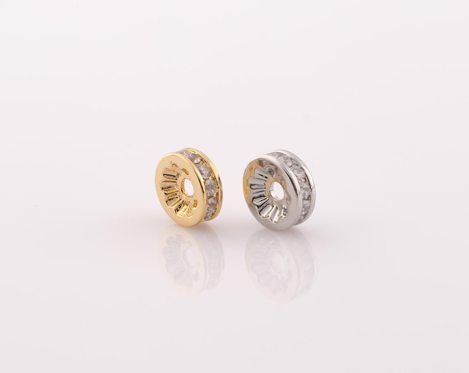 1 pcs 18K Gold Filled Round Flat Spacer Beads,Flat Beads,Round Beads for DIY Jewelry Making Findings Supply