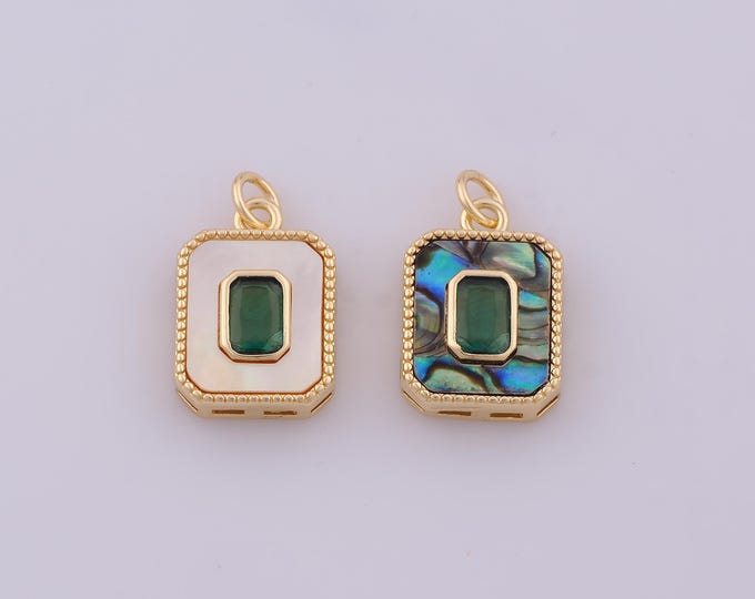 1 pcs Gold Fritillaria Square Pendant,18K Gold Filled Square Charm,Square Charms DIY Bracelet Necklace Jewelry Making Findings Supply