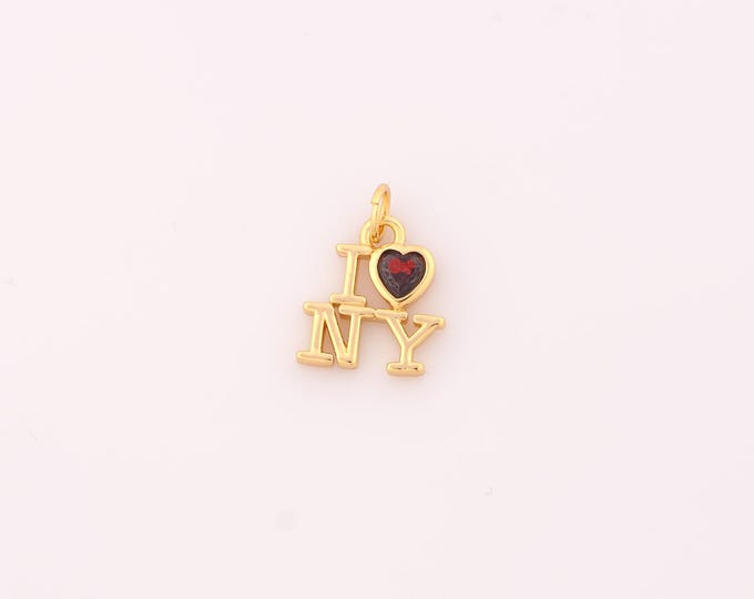 1 pcs Gold CZ I LOVE U Pendant,18K Gold Filled Love Charm,Heart Charms DIY Bracelet Necklace Jewelry Making Findings Supply