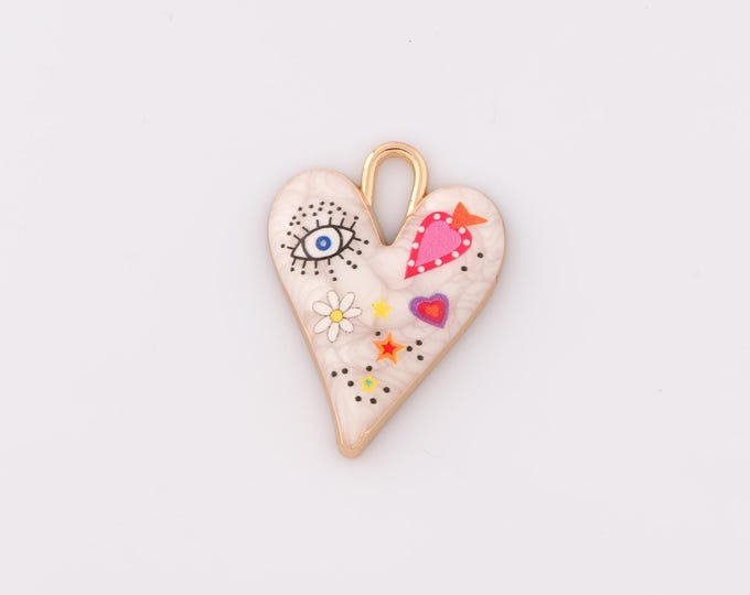 1 pcs Gold Enamel Heart Pendant,18K Gold Filled Carrot Charm Flower Charms,DIY Bracelet Necklace Jewelry Making Findings Supply