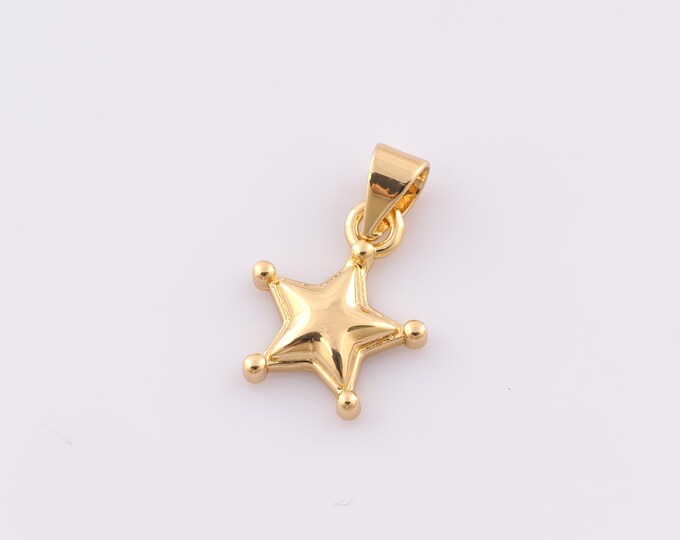 1 pcs Gold Star Pendant,18K Gold Filled Minimalist Charm,Star Charms,DIY Bracelet Necklace Jewelry Making Findings Supply