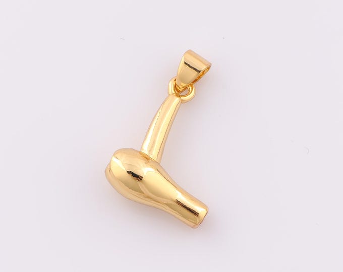 1 pcs Gold Hairdryer Pendant,18K Gold Filled Hairdryer Charm,Hairdryer Charm DIY Bracelet Necklace Jewelry Making Findings Supply