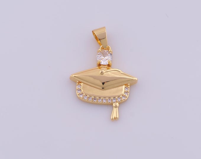 1 pcs Gold CZ Doctoral Cap Pendant,18K Gold Filled Doctoral Charm,Doctoral Cap Charms DIY Bracelet Necklace Jewelry Making Findings Supply