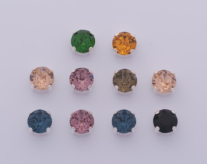 10 pcs Mix Random Colors Rivoli Crystal Beads,Stones in Metal Setting,Austrian Crystal,Made in Austria DIY Necklace Jewelry Making Supply