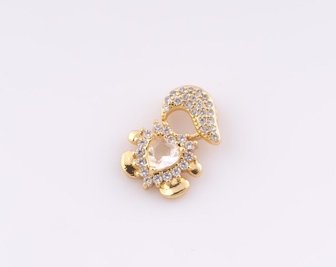 1 pcs Gold CZ Character Pendant,18K Gold Filled Boy Charm,Heart Charms,DIY Bracelet Necklace Jewelry Making Findings Supply
