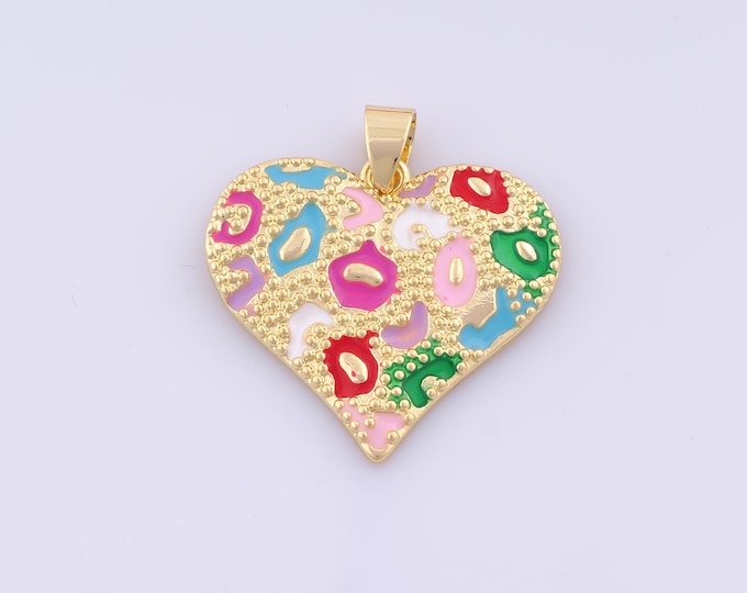 1 pcs Gold Enamel Heart Pendant,18K Gold Filled Love Charm,Heart Charms DIY Bracelet Necklace Jewelry Making Findings Supply