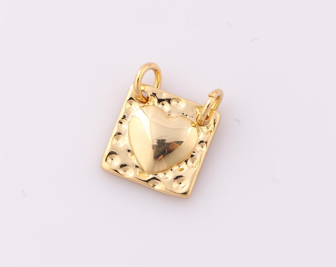 1 pcs Gold Heart Pendant,18K Gold Filled Heart Charm,Heart Charm DIY Bracelet Necklace Jewelry Making Findings Supply