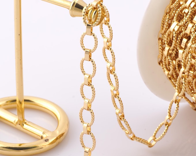 1 Meter Gold Twist Chain, 18K Gold Filled Semi Finished Chain, Specialty Chains, DIY Jewelry Making Supplies