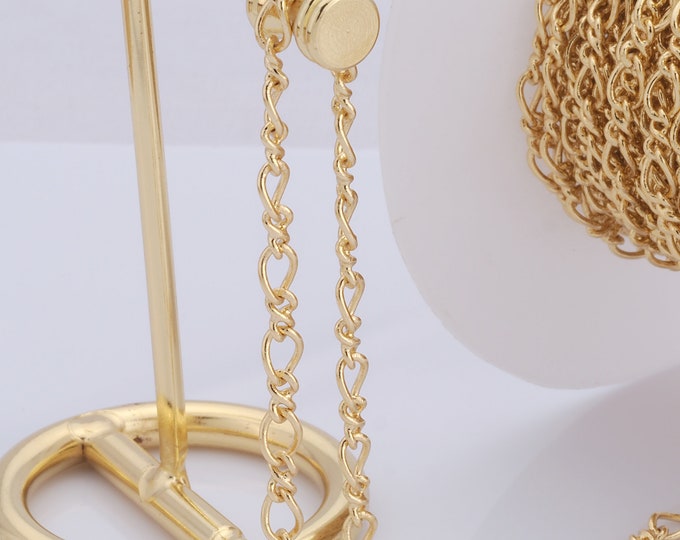 1 Meter Gold Figure 8 Chain, 18K Gold Filled Semi Finished Chain, Specialty Chains, DIY Jewelry Making Supplies