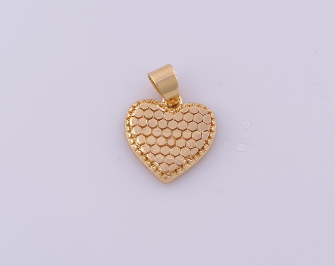 1 pcs Gold Heart Pendant,18K Gold Filled Love Charm,Heart Charms DIY Bracelet Necklace Jewelry Making Findings Supply