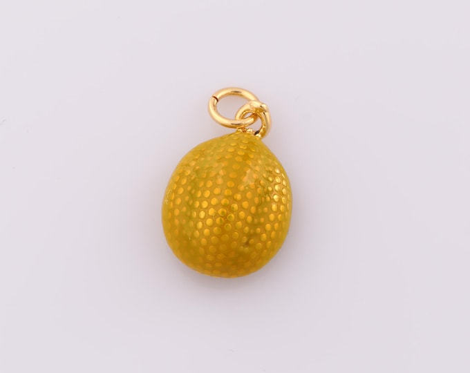 1 pcs Gold Enamel Durian Pendant,18K Gold Filled Durian Charm,Durian Charm DIY Bracelet Necklace Jewelry Making Findings Supply