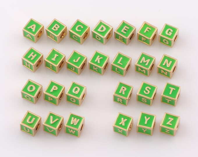 1 pcs 18K Gold Filled 26 Letters Spacer Beads,Enamel Beads,Initial Beads for DIY Jewelry Making Findings Supply