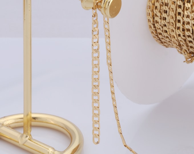 1 Meter Gold Curb Chain, 18K Gold Filled Semi Finished Chain, Specialty Chains, DIY Jewelry Making Supplies