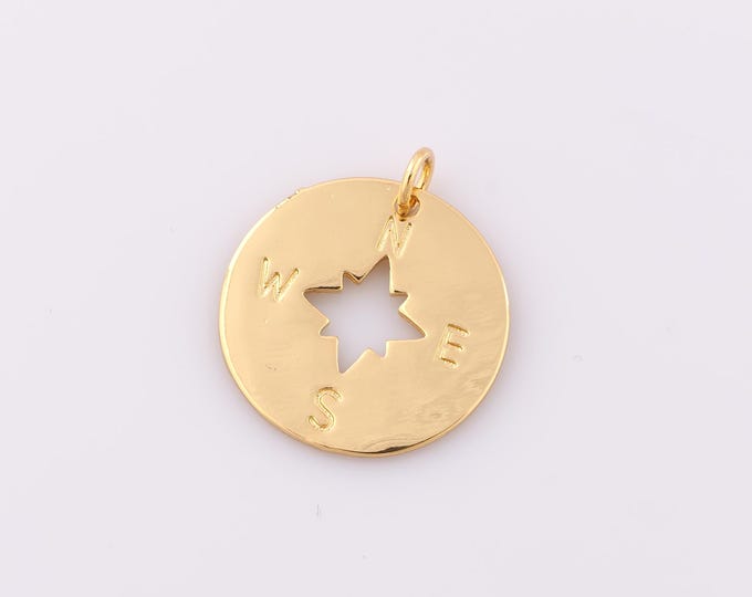 1 pcs Gold Compass Pendant,18K Gold Filled Compass Charm,Compass Charm DIY Bracelet Necklace Jewelry Making Findings Supply