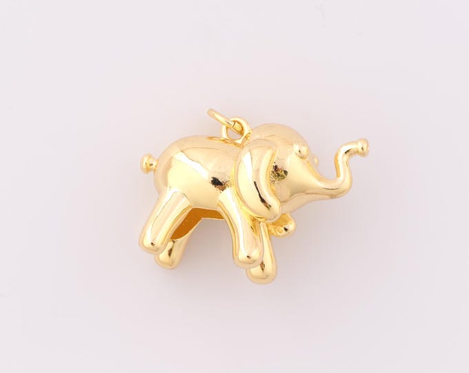 1 pcs Gold Elephant Pendant,18K Gold Filled Elephant Charm,Elephant Charm DIY Bracelet Necklace Jewelry Making Findings Supply