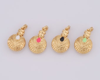 1 pcs Gold Marching Kettle Pendant,18K Gold Filled Enamel Kettle Charm,Kettle Charm DIY Bracelet Necklace Jewelry Making Findings Supply