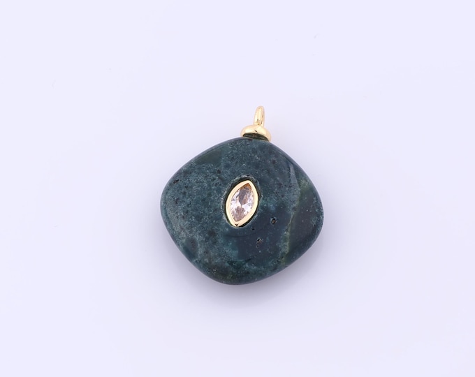 1 pcs Gold Energy Stone Pendant,18K Gold Filled Natural Stone Charm,Stone Charms DIY Bracelet Necklace Jewelry Making Findings Supply