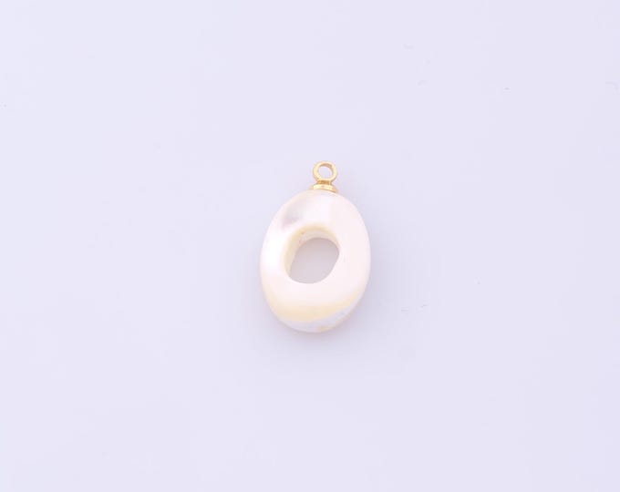 1 pcs Gold Fritillaria Pendant,18K Gold Filled Oval Charm,Fritillaria Charms DIY Bracelet Necklace Jewelry Making Findings Supply