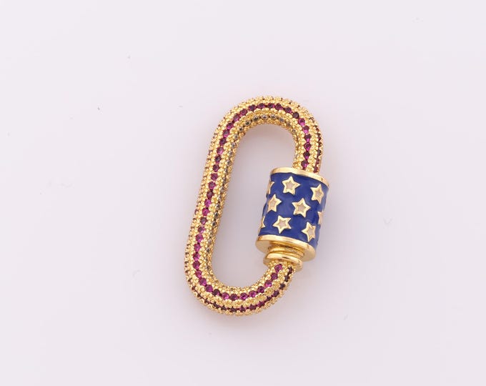 1 pcs Gold CZ Carabiner Clasp,18K Gold Filled Star Clasp,Carabiner Clasp for DIY Bracelet Necklace Jewelry Making Findings Supply
