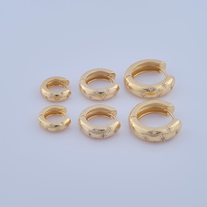 1 pair Gold CZ Hoop Earrings,18K Gold Filled Huggie Hoop Earring ,Hoop Earrings,Hypoallergenic Huggie Hoop,Gift for Her