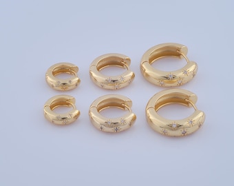 1 pair Gold CZ Hoop Earrings,18K Gold Filled Huggie Hoop Earring ,Hoop Earrings,Hypoallergenic Huggie Hoop,Gift for Her