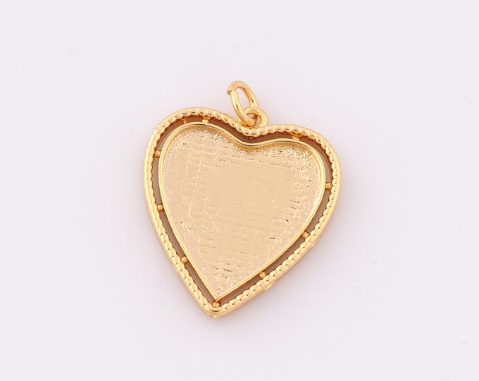 1 pcs Gold Heart Pendant,18K Gold Filled Heart Charm,Heart Charm DIY Bracelet Necklace Jewelry Making Findings Supply
