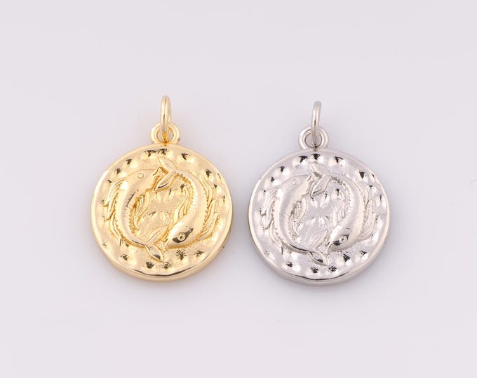 1 pcs Gold Fish Pendant,18K Gold Filled Marine Life Charm,Fish Charms,DIY Bracelet Necklace Jewelry Making Findings Supply