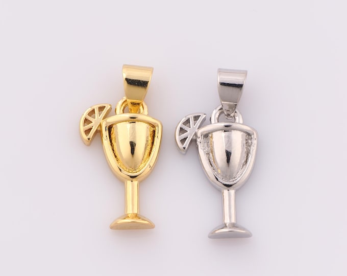1 pcs Gold Goblet Pendant,18K Gold Filled Goblet Charm,Goblet Charm DIY Bracelet Necklace Jewelry Making Findings Supply