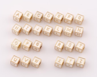 1 pcs 18K Gold Filled Initial Spacer Beads,Enamel Beads,Alphabet Beads for DIY Jewelry Making Findings Supply