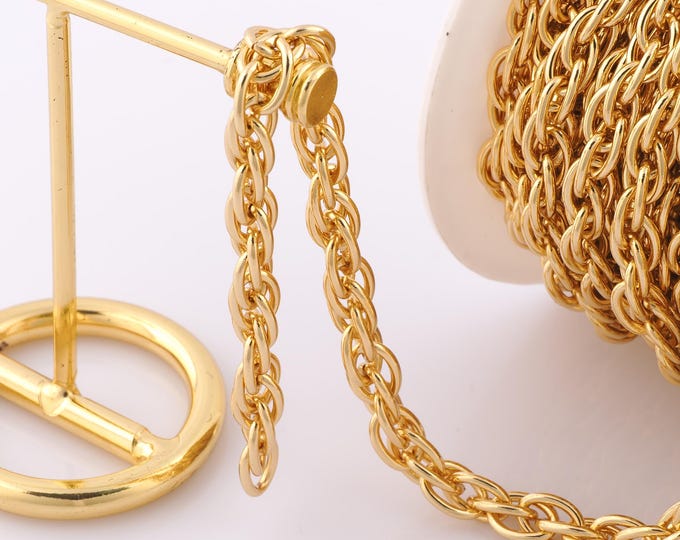 1 Meter Gold Wheat Chain, 18K Gold Filled Semi Finished Chain, Specialty Chains, DIY Jewelry Making Supplies