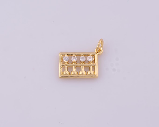 1 pcs Gold CZ Abacus Pendant,18K Gold Filled Abacus Charm,Abacus Charms DIY Bracelet Necklace Jewelry Making Findings Supply