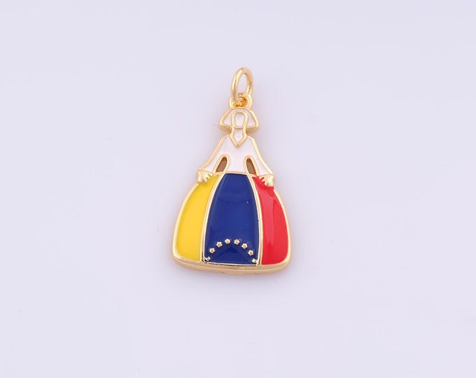1 pcs Gold Enamel Venezuelan Flag Pendant,18K Gold Filled Venezuelan Charm,Flag Charms DIY Bracelet Necklace Jewelry Making Findings Supply