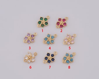 1 pcs Gold CZ Flower Connector,18K Gold Filled Flower Connector,Flower Connector DIY Bracelet Necklace Jewelry Making Findings Supply