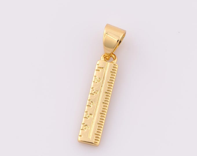 1 pcs Gold Ruler Pendant,18K Gold Filled Ruler Charm,Ruler Charm DIY Bracelet Necklace Jewelry Making Findings Supply