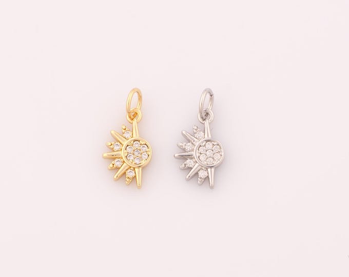 1 pcs Gold Sun Pendant,18K Gold Filled Celestial Charm,Sunburst Charms DIY Bracelet Necklace Jewelry Making Findings Supply