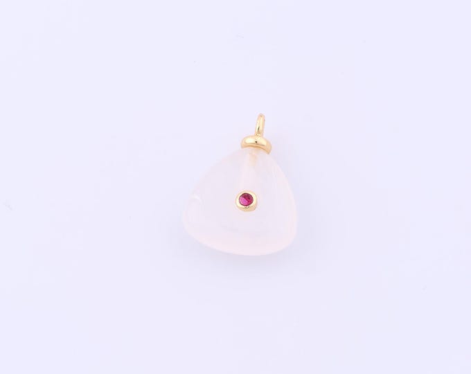1 pcs Gold Energy Stone Pendant,18K Gold Filled Natural Stone Charm,White Agate Charms DIY Bracelet Necklace Jewelry Making Findings Supply