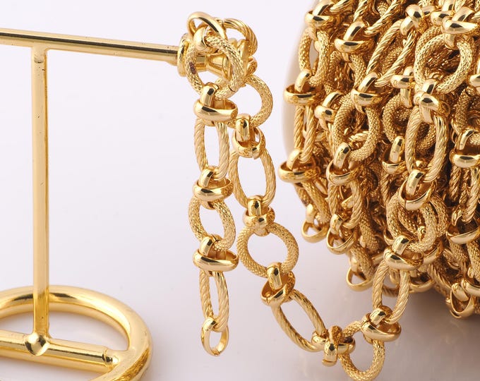1 Meter Gold Twist Chain, 18K Gold Filled Semi Finished Chain, Specialty Chains, DIY Jewelry Making Supplies
