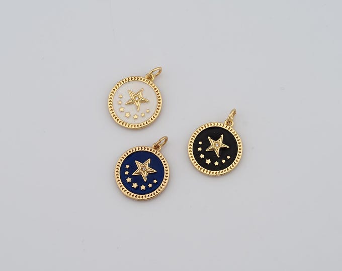 1 pcs Gold CZ Star Pendant,18K Gold Filled Star Charm,Star Charm DIY Bracelet Necklace Jewelry Making Findings Supply