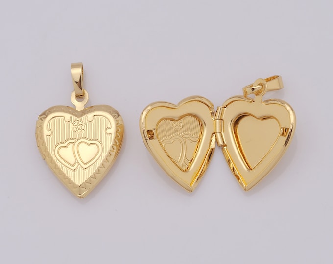 1 pcs Gold Photo Frame Pendant,18K Gold Filled Heart Charm,Heart Charm DIY Bracelet Necklace Jewelry Making Findings Supply