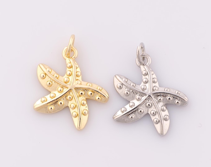 1 pcs Gold Starfish Pendant,18K Gold Filled Minimalist Charm,Starfish Charm DIY Bracelet Necklace Jewelry Making Findings Supply