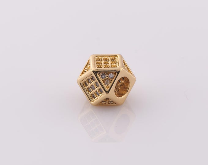 1 pcs 18K Gold Filled Dice Spacer Beads,Triangle Beads,Square Beads for DIY Jewelry Making Findings Supply