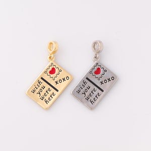 1 pièce pendentif carte postale émaillé en or, breloque coeur remplie d'or 18 carats bracelet à bricoler soi-même collier fabrication de bijoux résultats approvisionnement