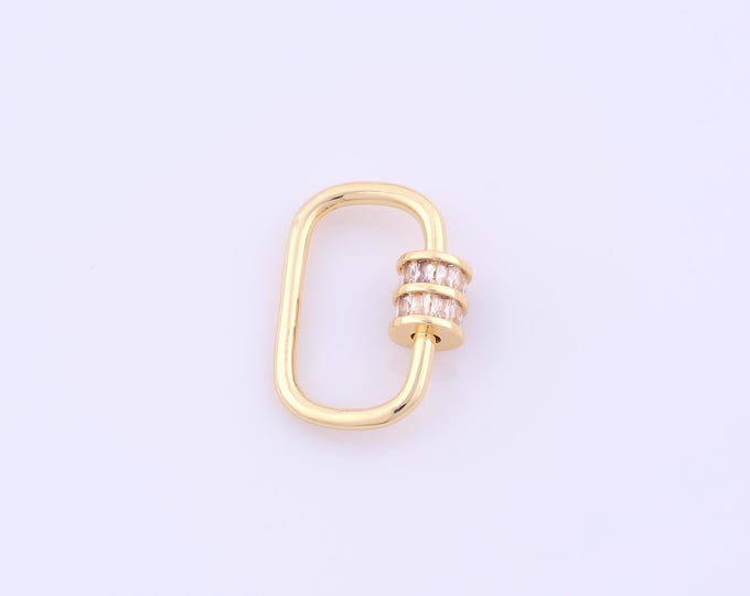 1 pcs Gold CZ Carabiner Clasp,18K Gold Filled Screw Clasp,Oval Clasp for DIY Bracelet Necklace Jewelry Making Findings Supply