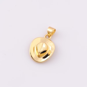 1 pcs Gold Cowboy Hat Pendant,18K Gold Filled Hat Charm,Cowboy Hat Charms,DIY Bracelet Necklace Jewelry Making Findings Supply