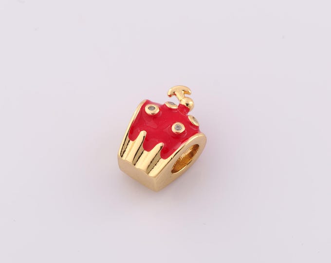 Gold Enamel Devil Pepper Beads,18K Gold Filled Devil Pepper Beads,Devil Pepper Beads DIY Bracelet Necklace Jewelry Making Findings Supply