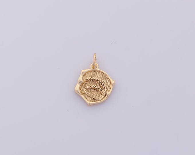 1 pcs Gold Wheat Pendant,18K Gold Filled Wheat Charm,Wheat Charms DIY Bracelet Necklace Jewelry Making Findings Supply