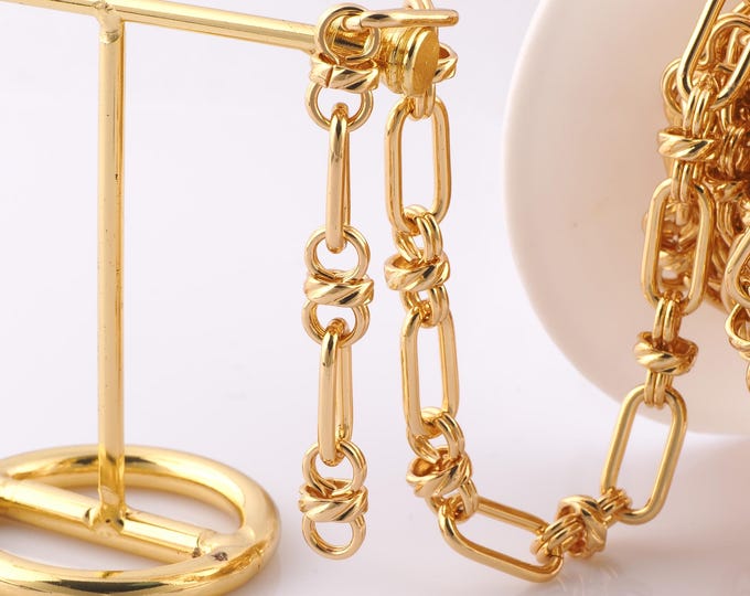 1 Meter Gold Figure 8 Chain, 18K Gold Filled Semi Finished Chain, Specialty Chains, DIY Jewelry Making Supplies