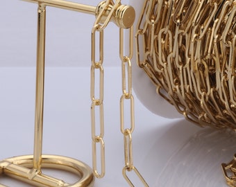 1 Meter Gold Paper Clip Chain, 18K Gold Filled Semi Finished Chain, Specialty Chains, DIY Jewelry Making Supplies