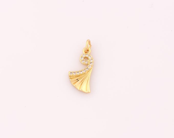 1 pcs Gold CZ Ginkgo Leaf Pendant,18K Gold Filled Leaf Charm,Ginkgo Leaf Charms DIY Bracelet Necklace Jewelry Making Findings Supply