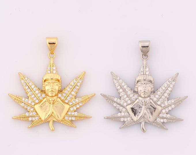 1 pcs Gold CZ Maple Leaf Pendant,18K Gold Filled Character Charm,Maple Leaf Charm DIY Bracelet Necklace Jewelry Making Findings Supply